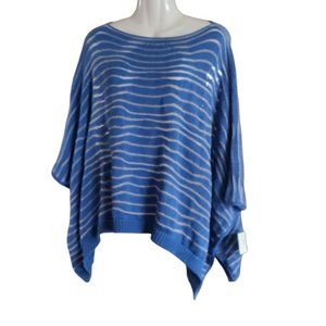 Guido Lombadi Women knitted Rectangular Pull on Cover Up Sweater Blue XL $300